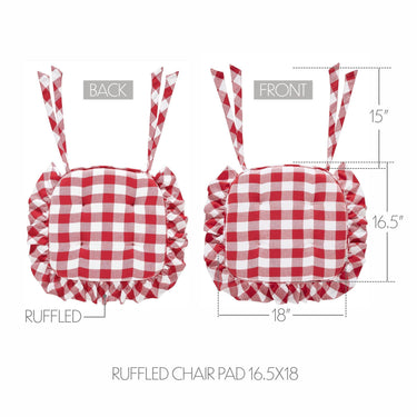 Annie Buffalo Check Red Ruffled Chair Pad 16.5x18 - The Fox Decor